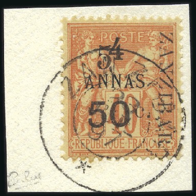 Stamp of Colonies françaises » Zanzibar (Poste française) 1897 5 et 50c sur 4a sur 40c, type I, tirage 48, T