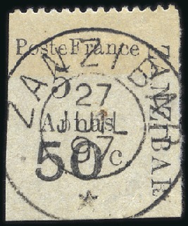 Stamp of Colonies françaises » Zanzibar (Poste française) 1897 Bordures inférieures : série complète, n°37A 
