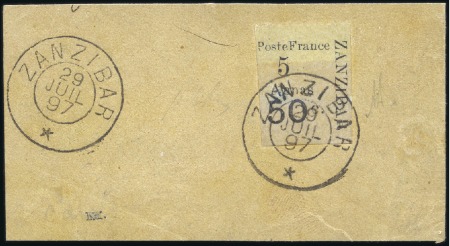 Stamp of Colonies françaises » Zanzibar (Poste française) 1897 Bordures inférieures : n°40A, pos 33, tirage 