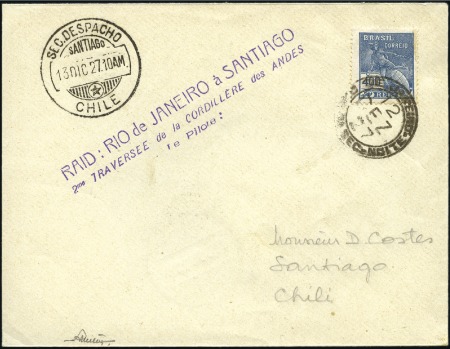 Stamp of Brazil 1927 (Dec 12) Rio de Janeiro to Santiago, 2nd Cros
