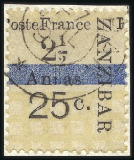 Stamp of Colonies françaises » Zanzibar (Poste française) 1897 Intervalles: n°44 pos 4 tirage 20!, obl., TB,