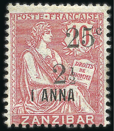Stamp of Colonies françaises » Zanzibar (Poste française) 1904 Le seul exemplaire neuf connu du 25c et 2 1/2