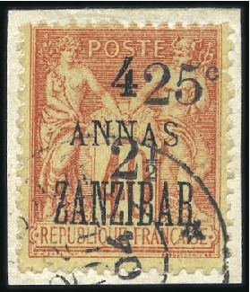 Stamp of Colonies françaises » Zanzibar (Poste française) 1904 SURCHARGE TRANSPOSEE 25c et 2 1/2 sur 4a sur 
