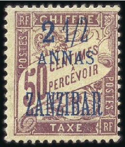 Stamp of Colonies françaises » Zanzibar (Poste française) TAXE 1897 Erreur 2 1/2 au lieu de 5 annas sur 50c,
