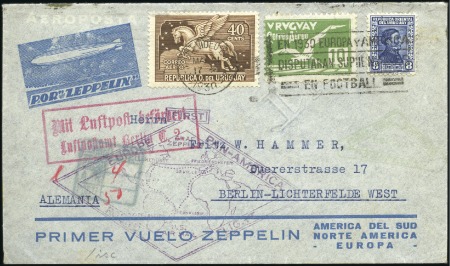 Stamp of Uruguay 1930 Scarce machine cancel "EN 1930 EUROPA Y AMERI