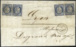 1849 25c bleu, sélection de trois lettres : deux p