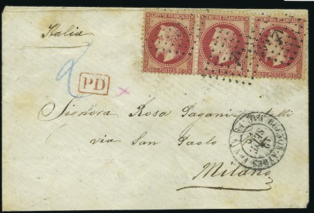 Stamp of France 1869 Enveloppe de Buenos-Ayres pour Milan avec 80c