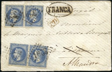 Stamp of France 1862-70 Sélection de 5 lettres choisies avec n°29: