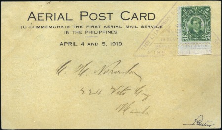 1919 (Apr 4) Miss Ruth Law special airmail card wi