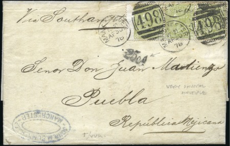 Stamp of Great Britain » 1855-1900 Surface Printed 1878 (Apr 30) Wrapper to Mexico with strip of thre