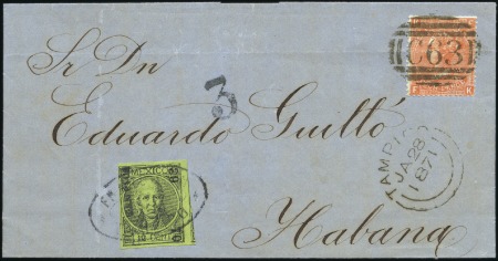 Stamp of Mexico 1871 Cover from Tampico to Habana franked with 186