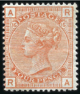 1873-80 4d Vermilion pl.15 mint og, light horizont
