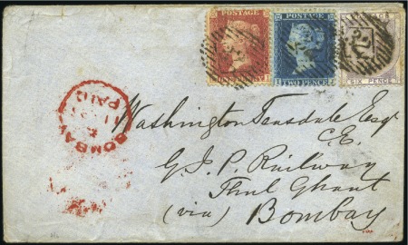 1858 (Feb 24) Envelope sent from London to Bombay,