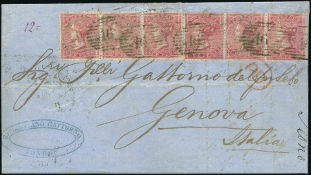 1861 (Jun 19) Cover from London to Italy with six 