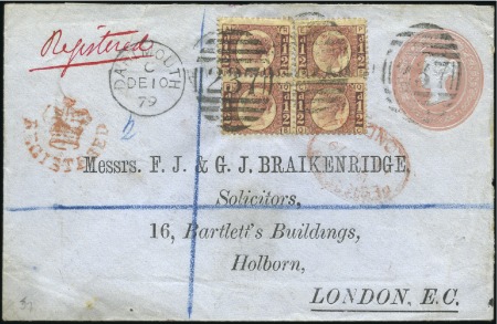 1879 (Dec 10) 1d Pink postal stationery envelope s
