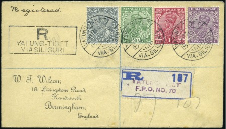 Stamp of China » Post Offices in Tibet 1913 Registered Wilson cover, with 3 1/2a 3p frank