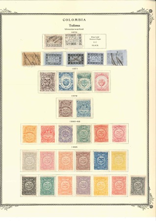 Stamp of Colombia » States - Tolima 1870-1904, Collection neatly mounted on 9 album pa
