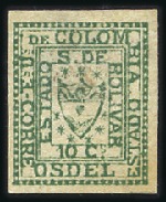 Stamp of Colombia » States - Bolivar 1863-65 10c green, unused with good to large even 