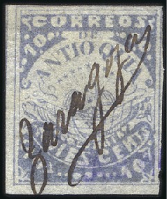 Stamp of Colombia » States - Antioquia 1878 10c violet on pelure paper, used with clear p