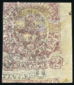 1888 1c black imperforate used with manuscript & v