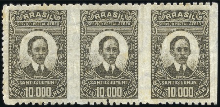 Stamp of Brazil 1929 Aviator Santos Dumont 10000 Reis olive green,