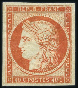 1849 40c orange, neuf, couleur magnifique, TB, sig