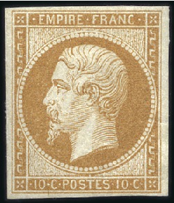 Stamp of France 1853-60 Les deux types du 10c Empire ND, neuf, TB