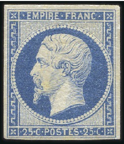 Stamp of France 1853-60 Empire ND 25c, neuf, TB, signé A.Brun