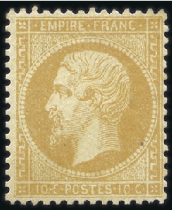 Stamp of France 1862 10c Empire non lauré, neuf, très frais, TB, s