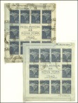 1940 10'000r slate, mint sheetlet of 10, two used 