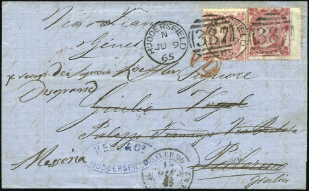 1865 (Jun 9) Wrapper to Italy with 1862-64 3d pale