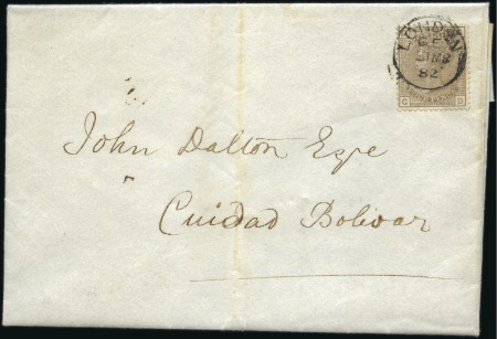 Stamp of Great Britain » 1855-1900 Surface Printed 1882 (Mar 31) Entire to VENEZUELA incl. £1'000 che