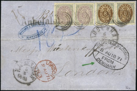 INCOMING: 1871 (Aug 6) Wrapper from Denmark to Eng