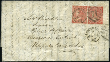 1862 (Jan 31) Entire to Canada with 1862-64 4d pl.