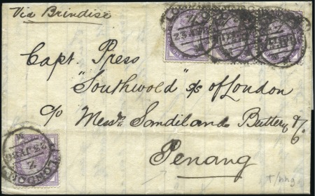 Stamp of Great Britain » 1855-1900 Surface Printed 1886 (Jul 23) Entire to PENANG (Malaysia) with fou