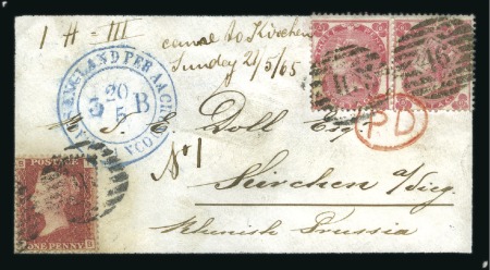 1865 (May 29) Mourning envelope to Prussia with 18