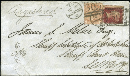 Stamp of Great Britain » 1855-1900 Surface Printed 1877 (Jan 31) Envelope sent registered within Selk