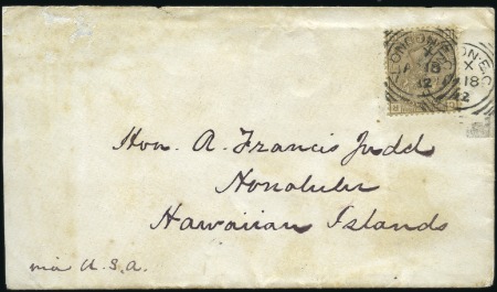 1882 (Jan 18) Envelope to HAWAII with 1873-80 4d g