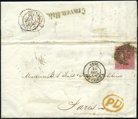 1856 (Dec 9) Entire to France with 1855-57 4d in s