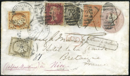 1875 (Feb) 1d Pink postal stationery envelope upra