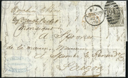 Stamp of Great Britain » 1855-1900 Surface Printed 1878 (Aug 9) Entire to Saigon, VIET NAM, with 1873