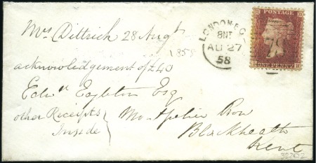 1858 (Aug 27) Envelope from London to Blackheath w