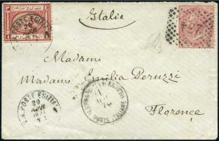 Stamp of Egypt » Italian Post Offices 1870 Combination envelope to Italy franked Italy 4