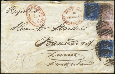 Stamp of Great Britain » 1855-1900 Surface Printed 1875 (Aug 16) Envelope sent registered from Liverp