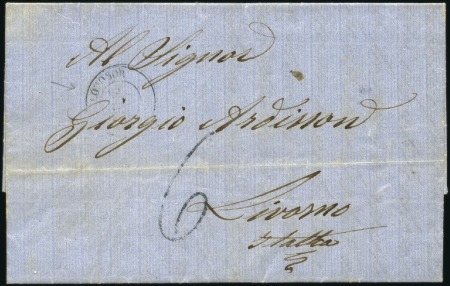 Stamp of France 1861 Lettre de Gênes pour Livourne transportée par