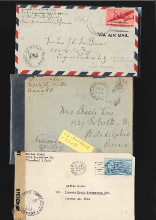 1917-44, 128 covers from WWI & WWII with censormar