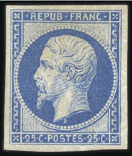Stamp of France 1852 25c Présidence, réimpression officielle de 18
