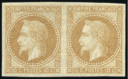 Stamp of France 1862-70 10c Empire Lauré, impression fine Rothschi