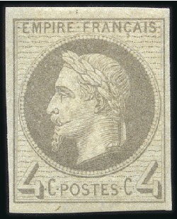Stamp of France 1862-70 4c Empire Lauré, non dentelé, neuf, TB, si