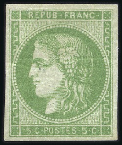 Stamp of France 1870 Bordeaux 5c vert, Report 1, Pos. 13, neuf, am